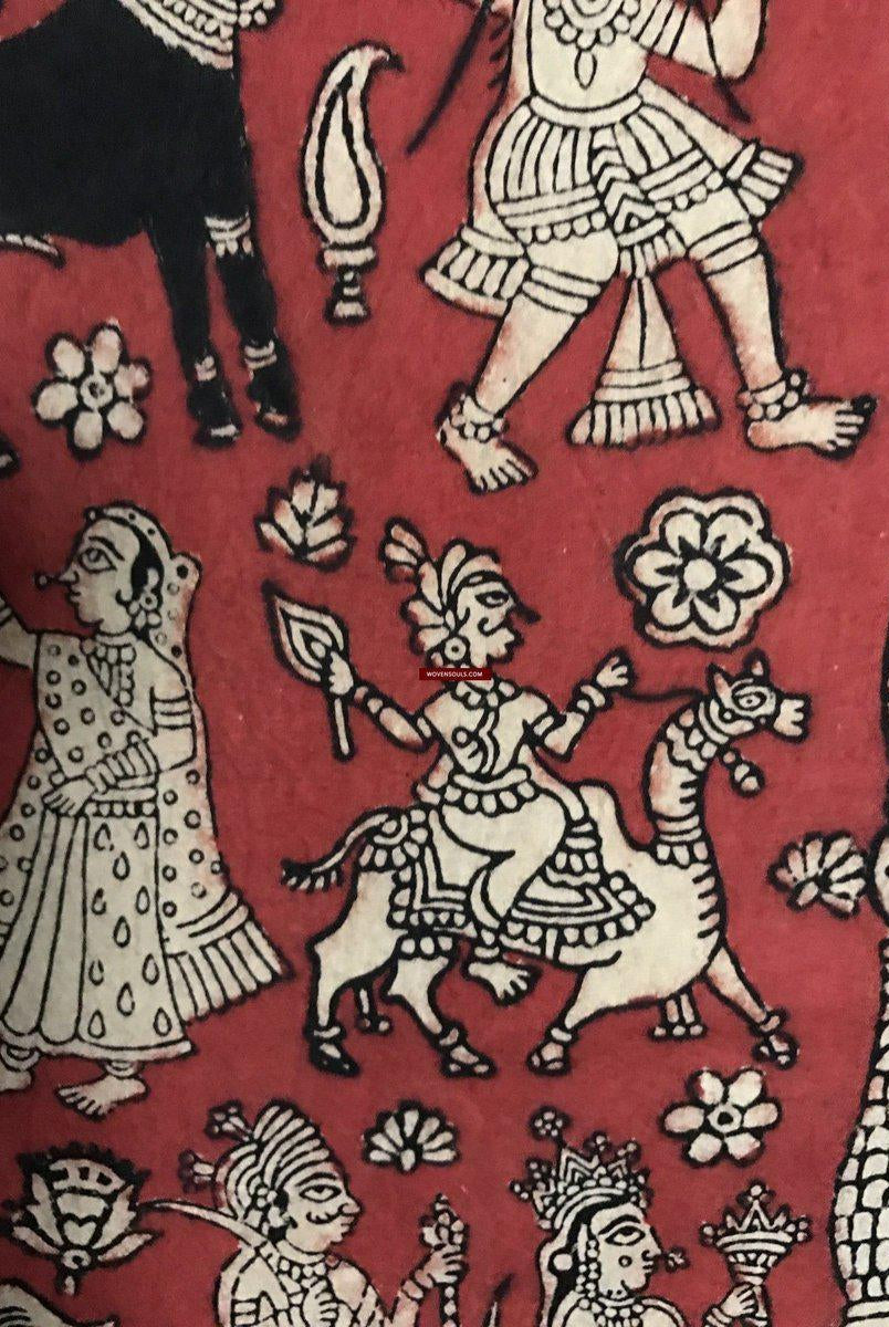1055 Rosso Mata Ni Pachedi Kalamkari Pittura-WOVENSOULS-Arredamento artistico-tessile-vintage-antico