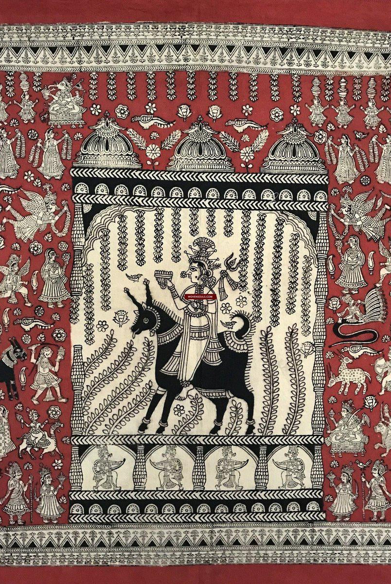 1055 Rosso Mata Ni Pachedi Kalamkari Pittura-WOVENSOULS-Arredamento artistico-tessile-vintage-antico