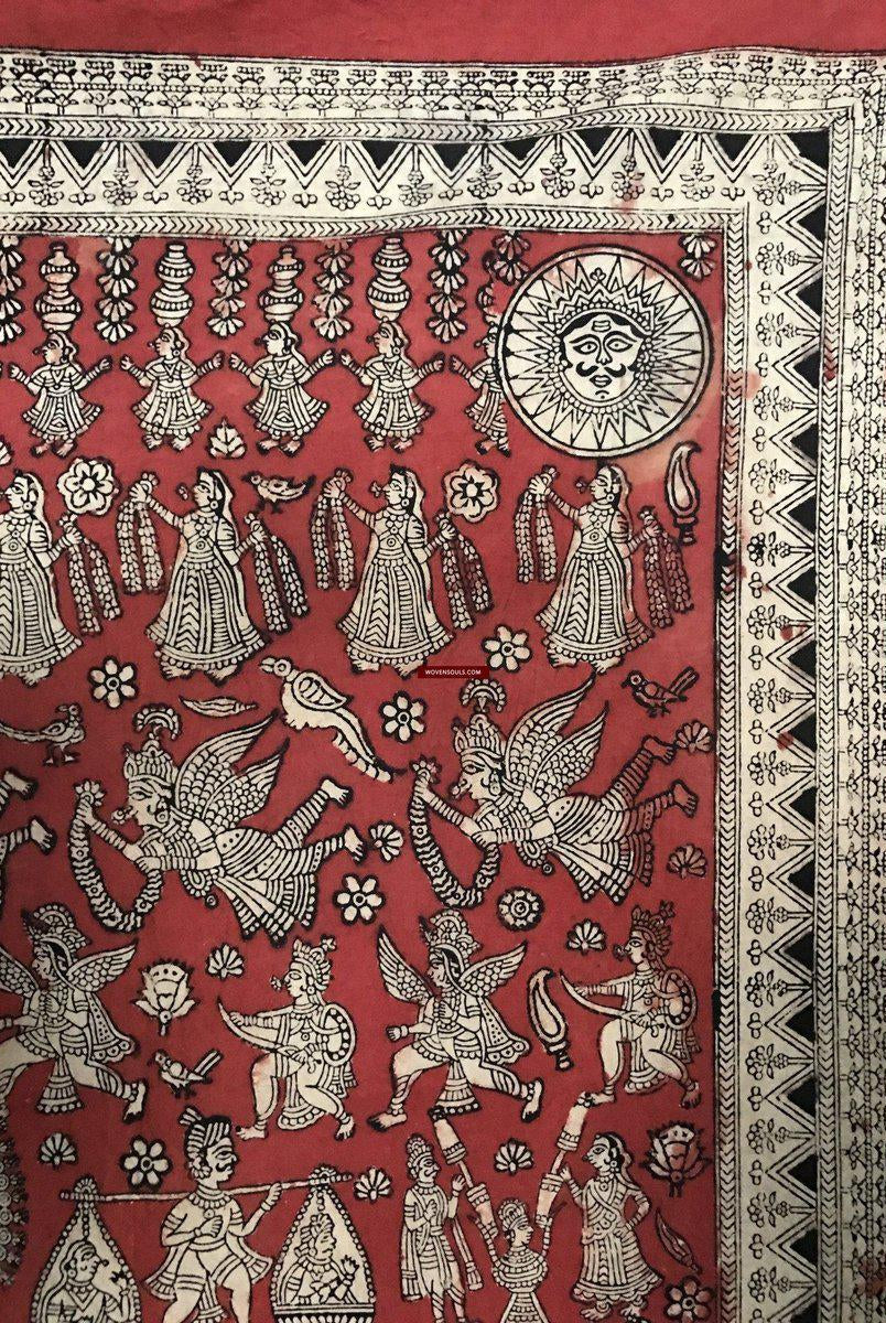 1055 Rosso Mata Ni Pachedi Kalamkari Pittura-WOVENSOULS-Arredamento artistico-tessile-vintage-antico