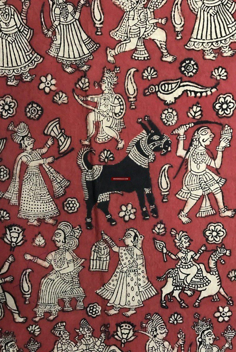 1055 Rosso Mata Ni Pachedi Kalamkari Pittura-WOVENSOULS-Arredamento artistico-tessile-vintage-antico