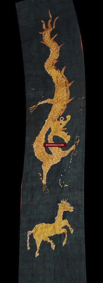 1057 Antique Dragon Yao Shaman Robe with Silk Floss Embroidery-WOVENSOULS-Antique-Vintage-Textiles-Art-Decor