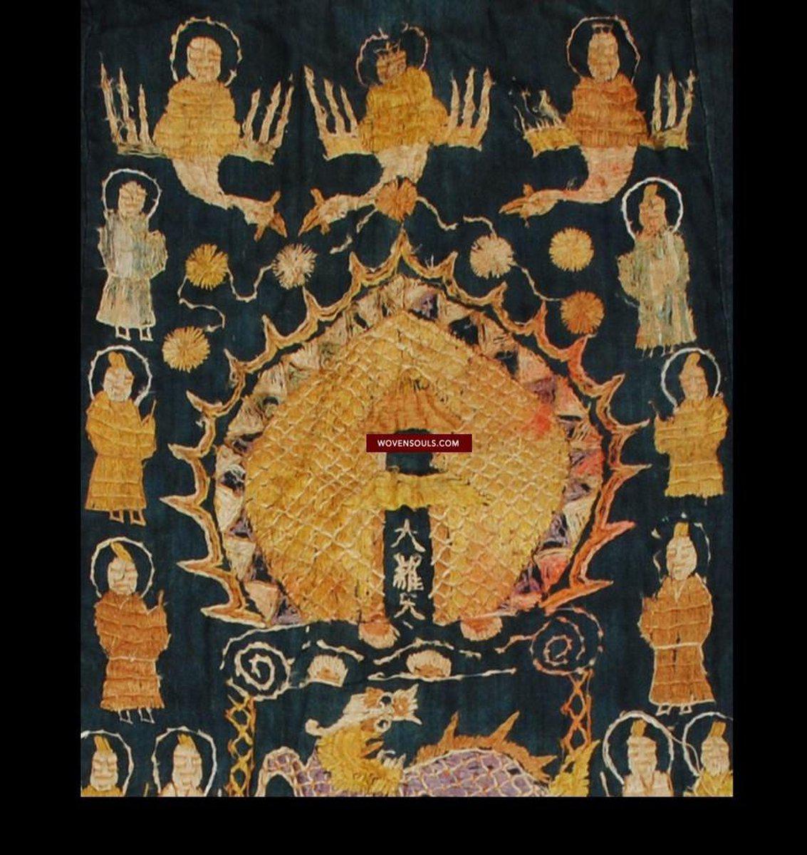 1057 Antique Dragon Yao Shaman Robe with Silk Floss Embroidery-WOVENSOULS-Antique-Vintage-Textiles-Art-Decor