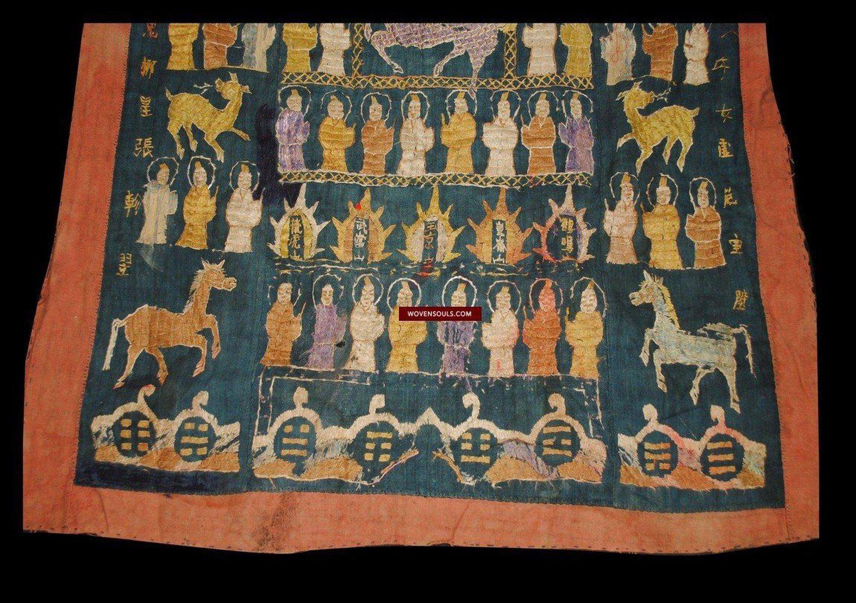 1057 Antique Dragon Yao Shaman Robe with Silk Floss Embroidery-WOVENSOULS-Antique-Vintage-Textiles-Art-Decor