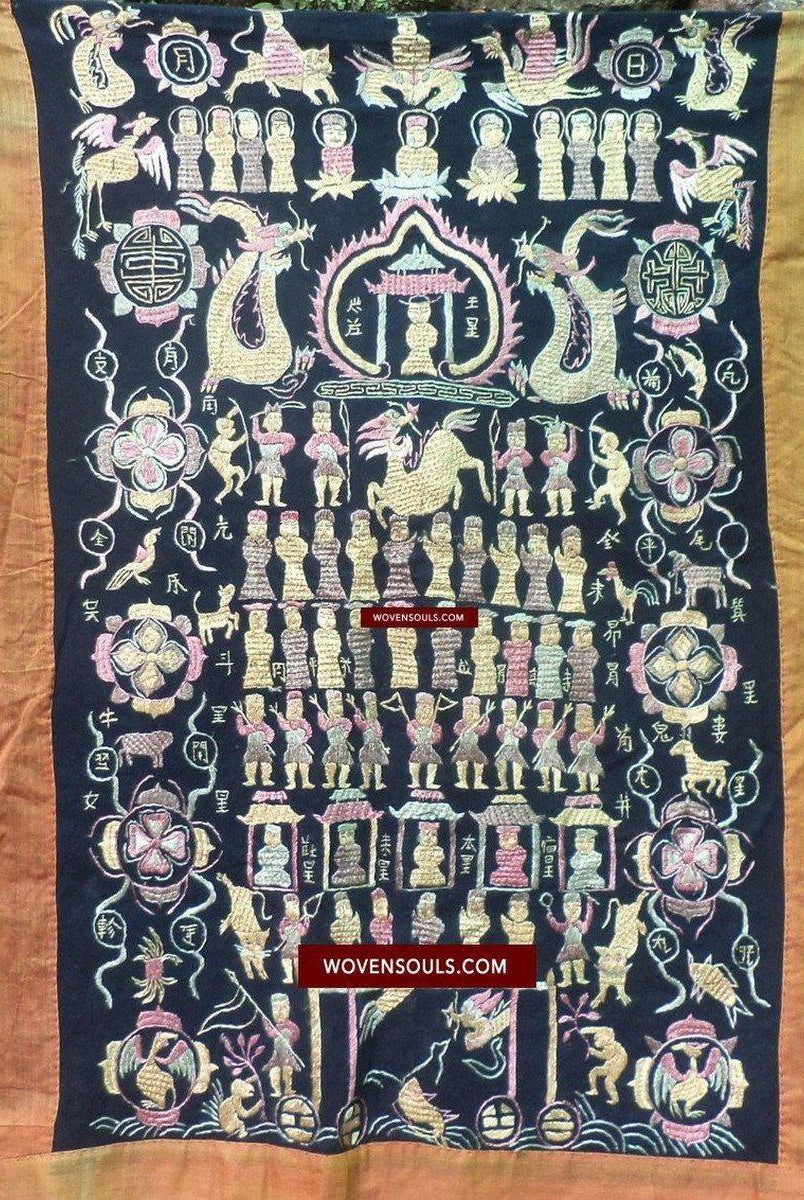 1058 Antique Yao Shaman Dragon Robe-WOVENSOULS-Antique-Vintage-Textiles-Art-Decor