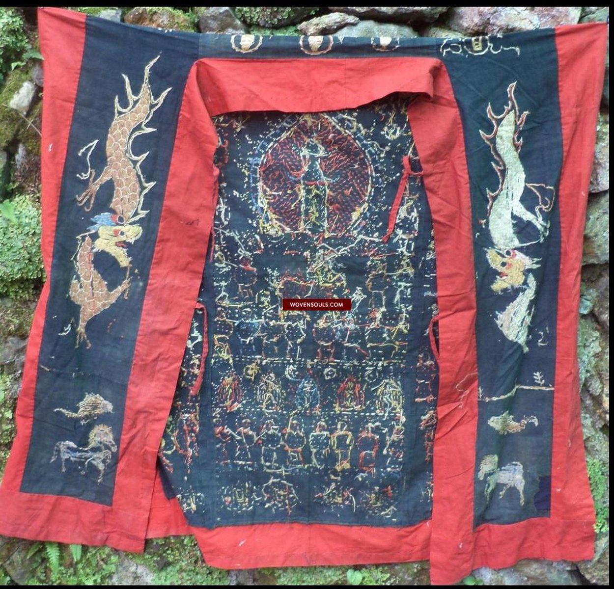 1059 Antique Yao Shaman Dragon Robe-WOVENSOULS-Antique-Vintage-Textiles-Art-Decor