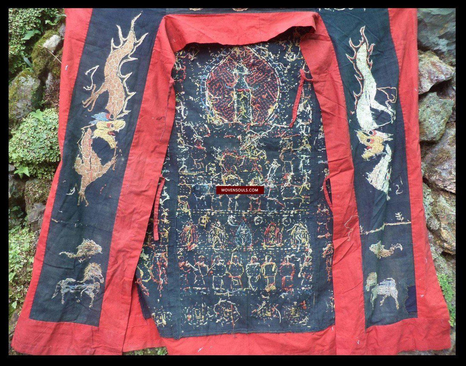 1059 Antique Yao Shaman Dragon Robe-WOVENSOULS-Antique-Vintage-Textiles-Art-Decor