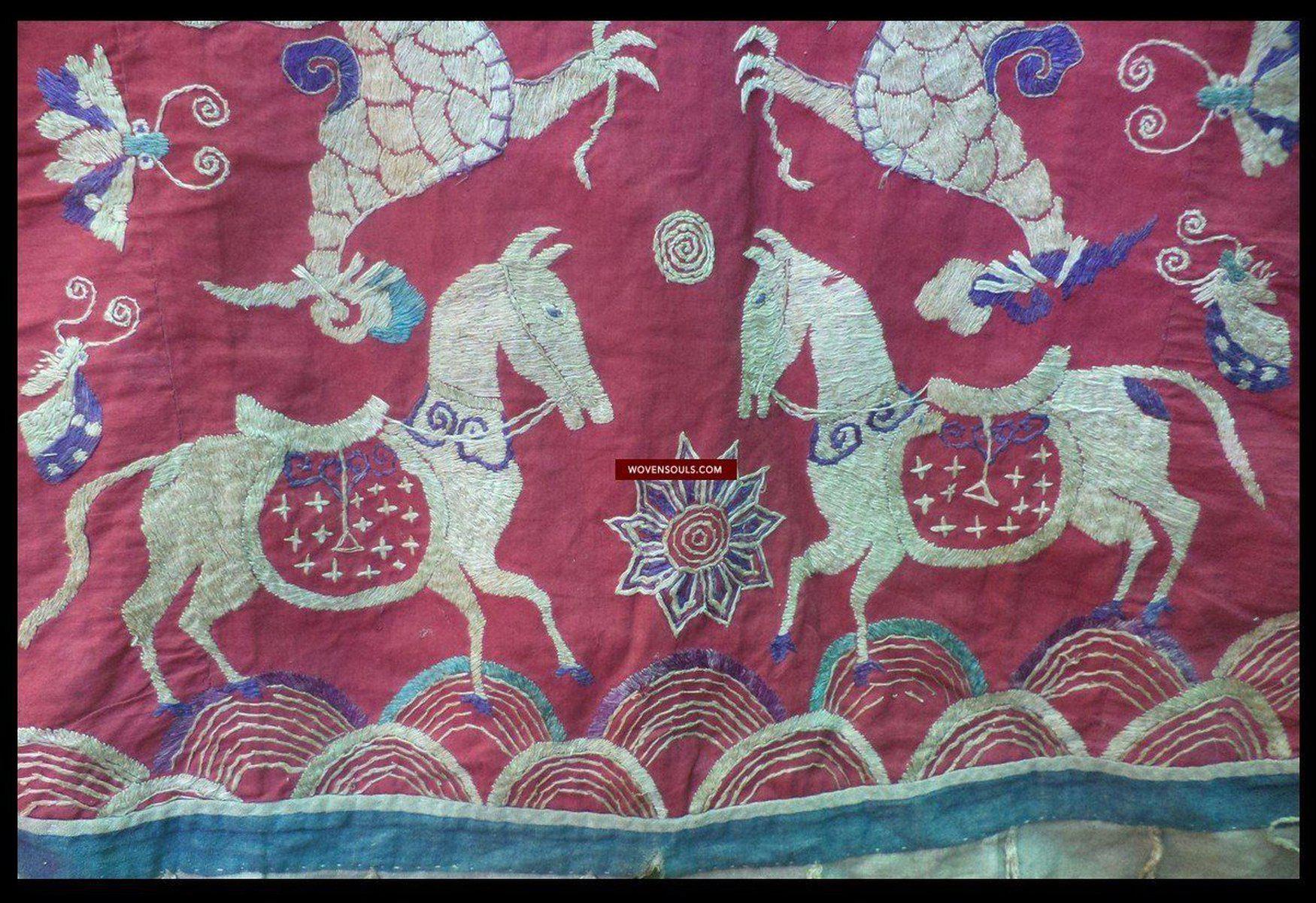 1060 Antique Embroidered Yao Shaman Robe-WOVENSOULS-Antique-Vintage-Textiles-Art-Decor