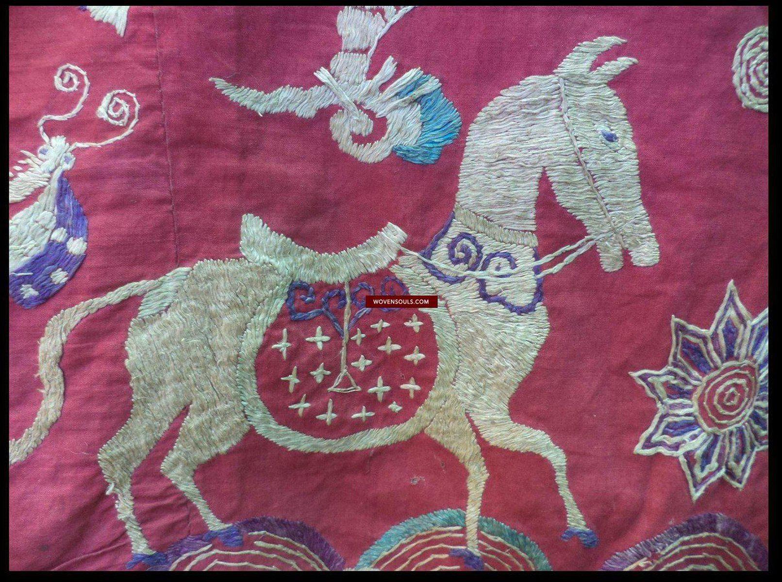 1060 Antique Embroidered Yao Shaman Robe-WOVENSOULS-Antique-Vintage-Textiles-Art-Decor