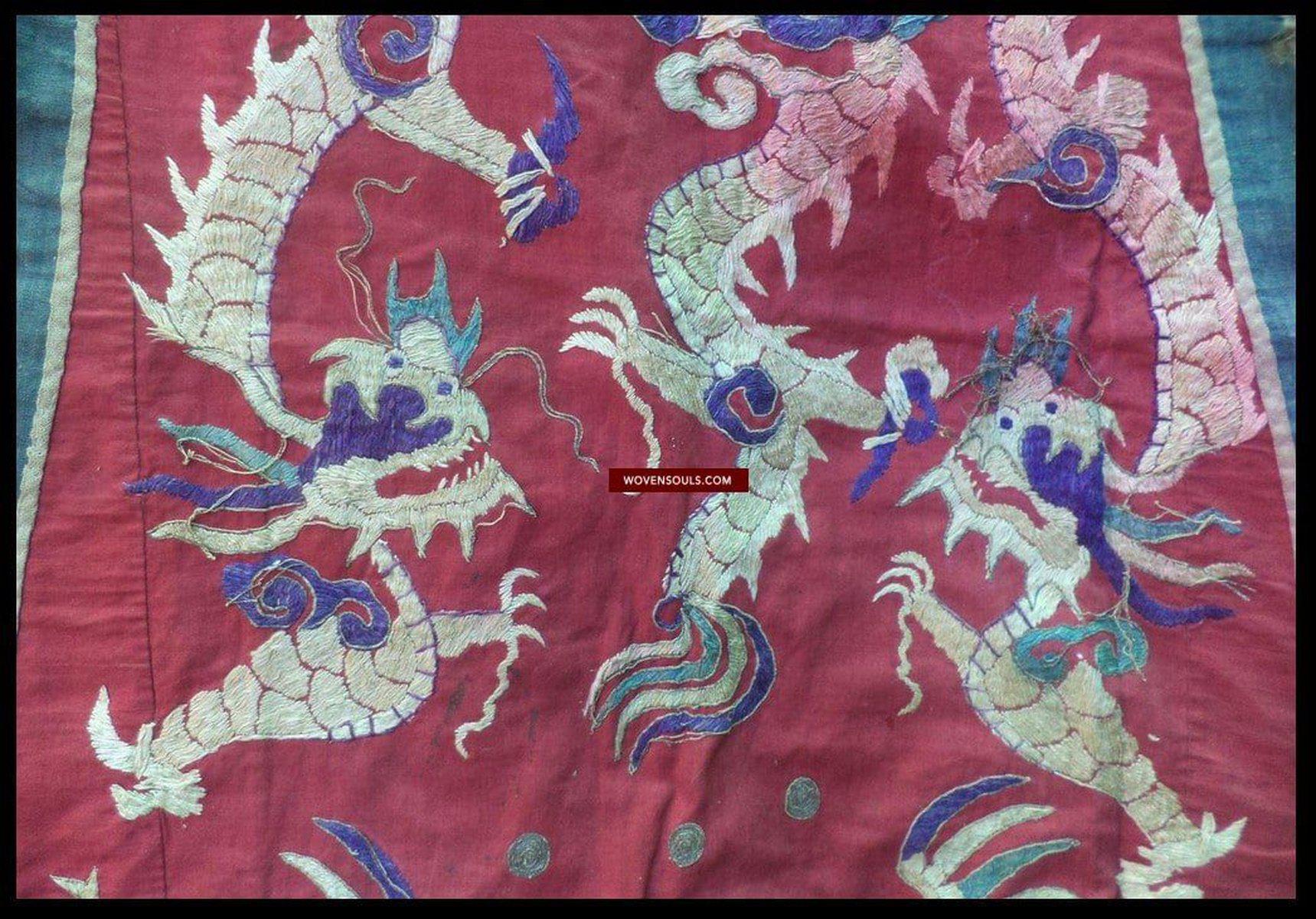 1060 Antique Embroidered Yao Shaman Robe-WOVENSOULS-Antique-Vintage-Textiles-Art-Decor