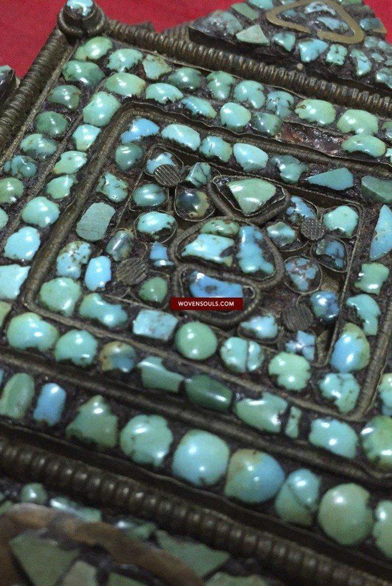 1063 Old Himalayan Turquoise Encrusted Ghau-WOVENSOULS-Antique-Vintage-Textiles-Art-Decor