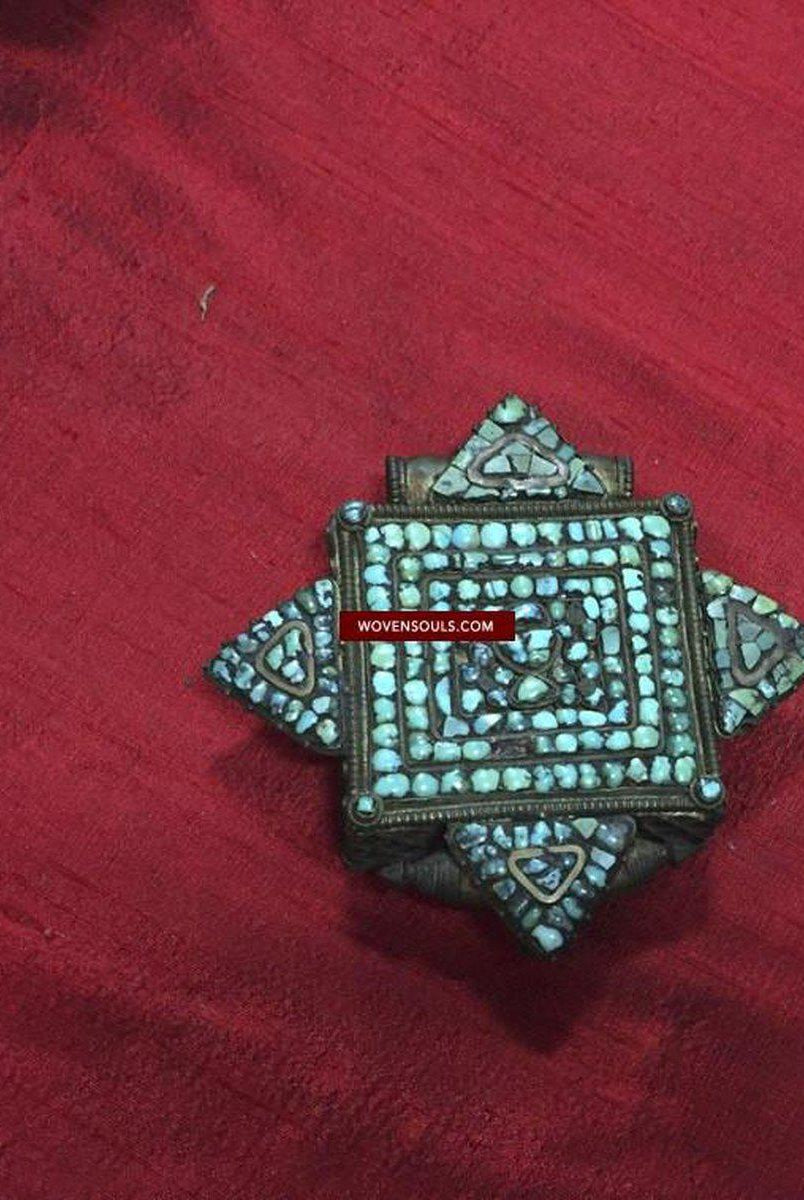 1063 Old Himalayan Turquoise Encrusted Ghau-WOVENSOULS-Antique-Vintage-Textiles-Art-Decor
