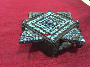 1063 Old Himalayan Turquoise Encrusted Ghau-WOVENSOULS-Antique-Vintage-Textiles-Art-Decor