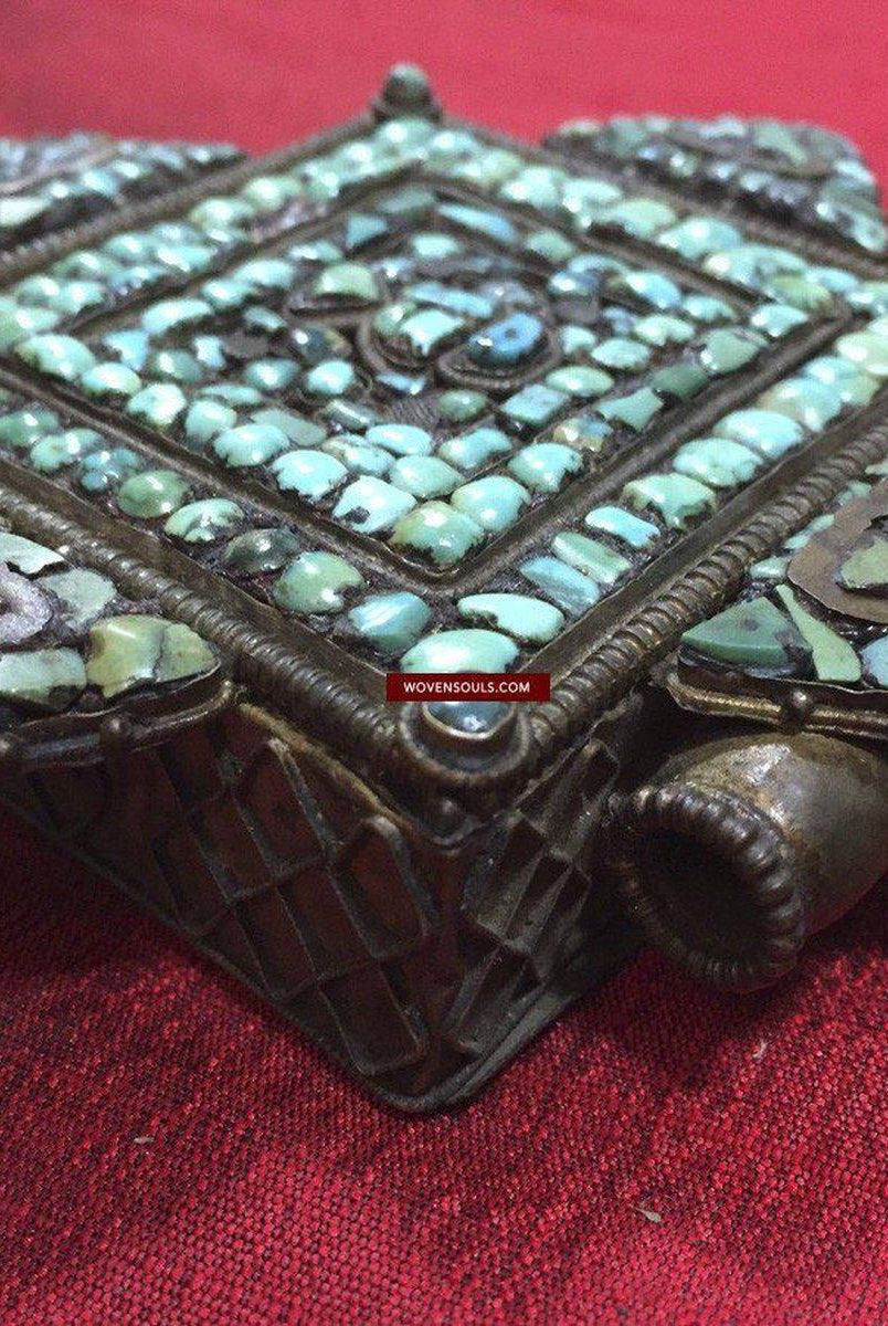 1063 Old Himalayan Turquoise Encrusted Ghau-WOVENSOULS-Antique-Vintage-Textiles-Art-Decor