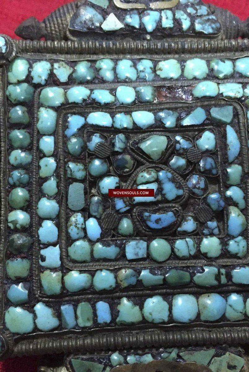 1063 Old Himalayan Turquoise Encrusted Ghau-WOVENSOULS-Antique-Vintage-Textiles-Art-Decor