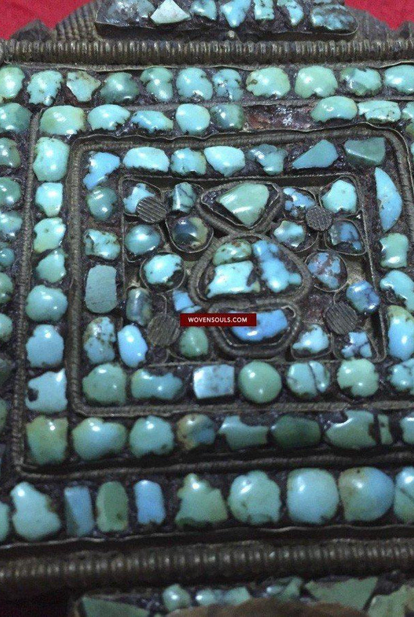 1063 Old Himalayan Turquoise Encrusted Ghau-WOVENSOULS-Antique-Vintage-Textiles-Art-Decor