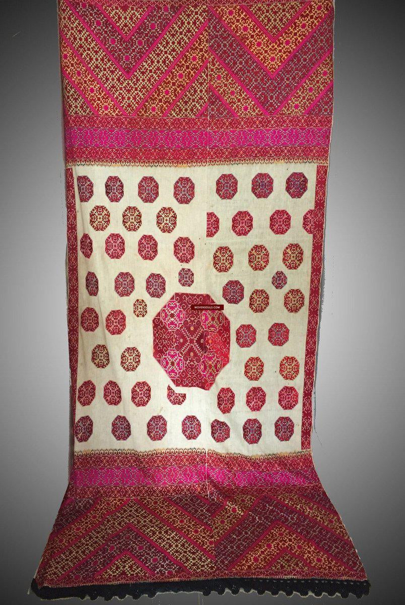 1064 Antique Bridal Shawl with Likni Embroidery from Swat Valley-WOVENSOULS-Antique-Vintage-Textiles-Art-Decor