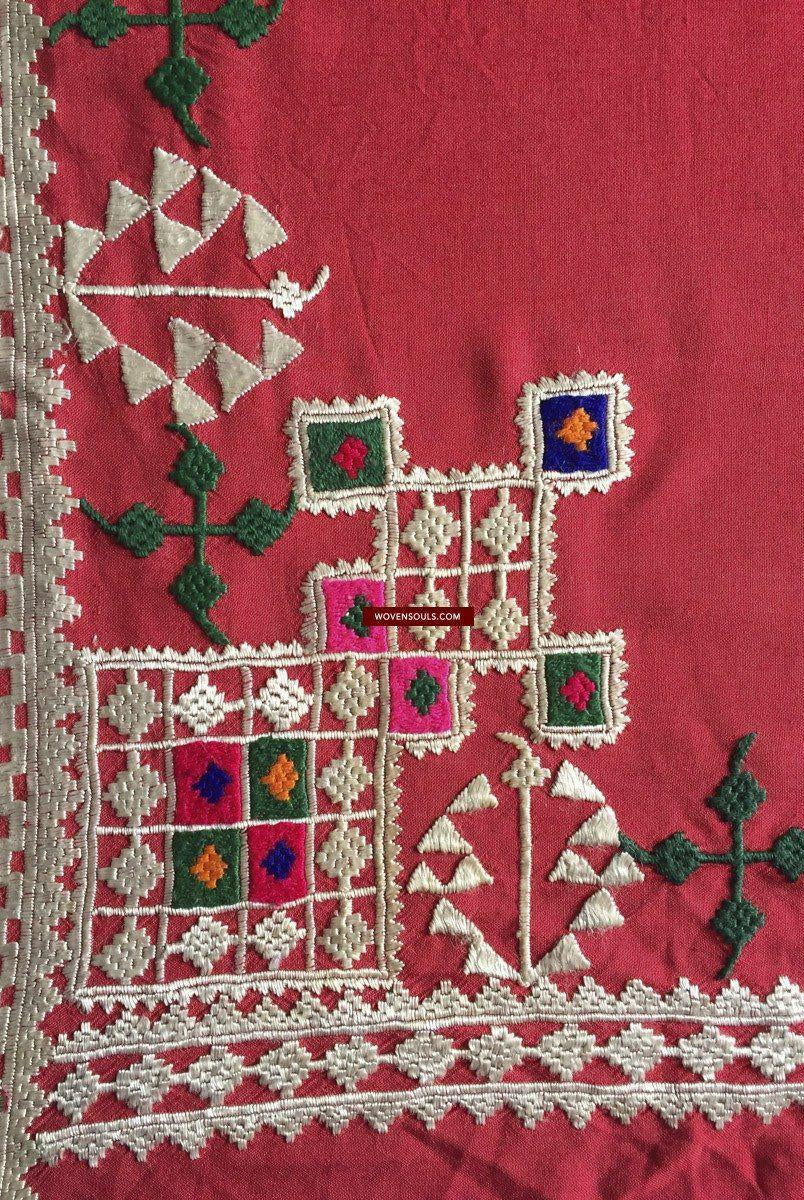 1070 Vintage Double Sided Palindrome Embroidery - Ceremonial Textile of Afghan Shia Community-WOVENSOULS-Antique-Vintage-Textiles-Art-Decor