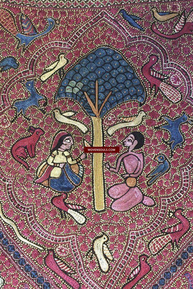 1072 SOLD - Old Figurative Kashmir Amli Pashmina Shawl-WOVENSOULS-Antique-Vintage-Textiles-Art-Decor