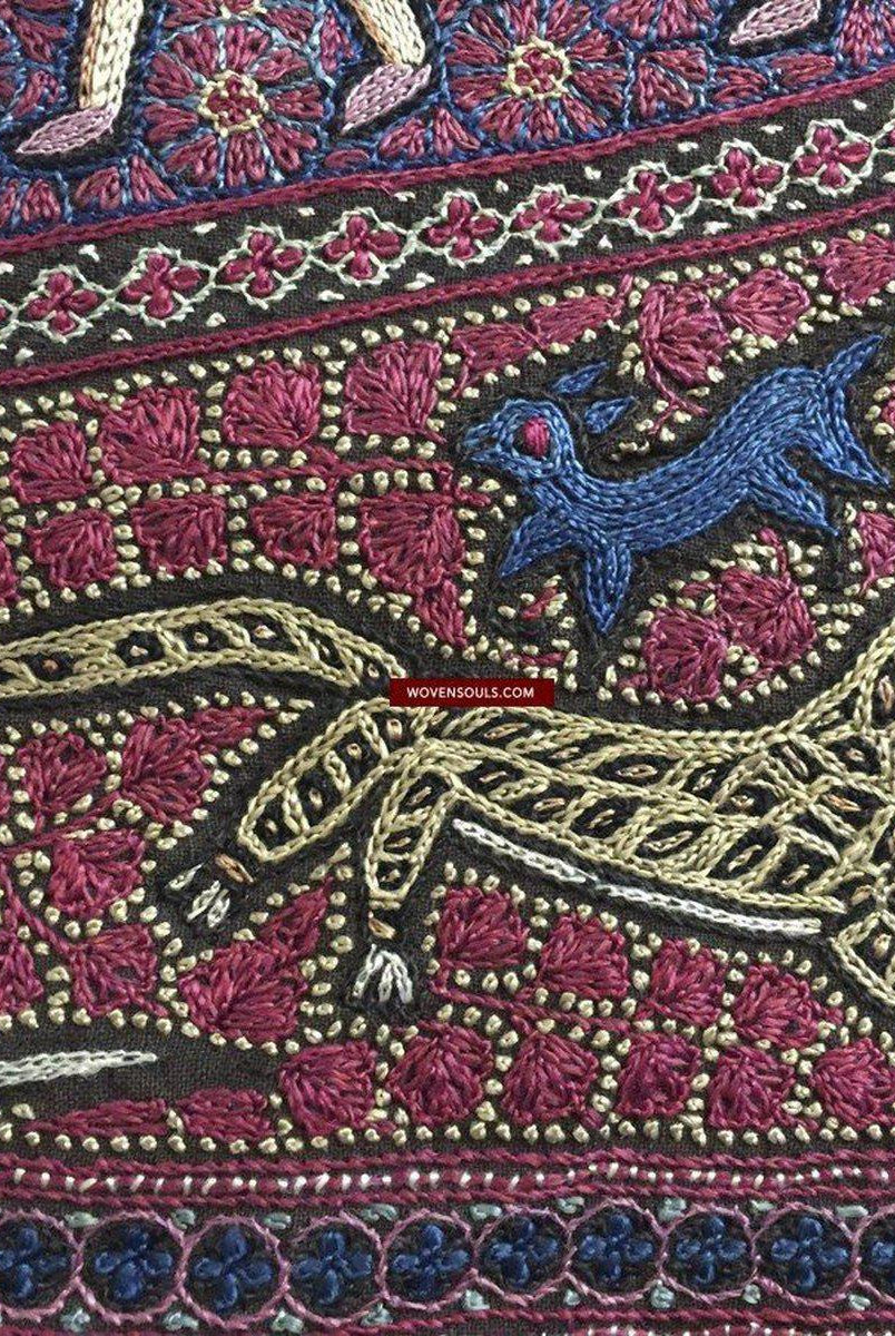 1072 SOLD - Old Figurative Kashmir Amli Pashmina Shawl-WOVENSOULS-Antique-Vintage-Textiles-Art-Decor