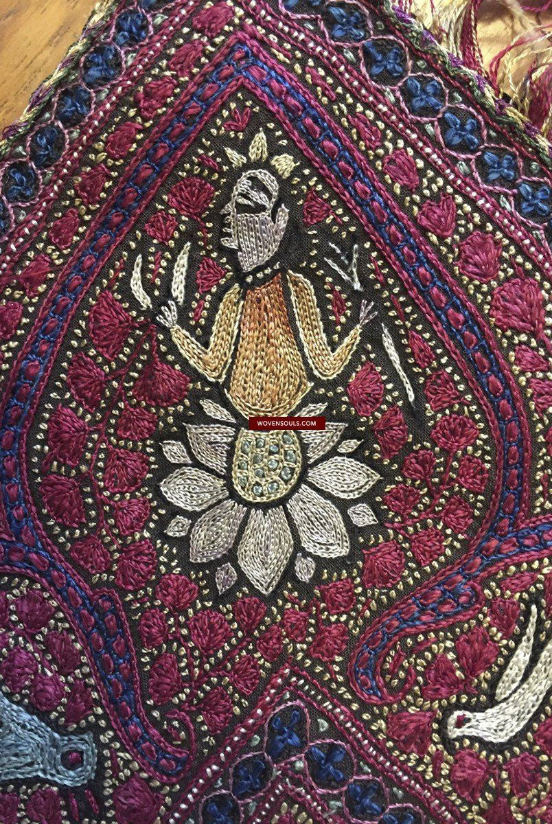 1072 SOLD - Old Figurative Kashmir Amli Pashmina Shawl-WOVENSOULS-Antique-Vintage-Textiles-Art-Decor
