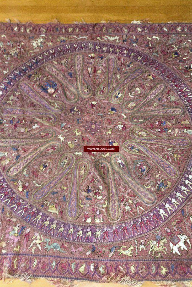 1072 SOLD - Old Figurative Kashmir Amli Pashmina Shawl-WOVENSOULS-Antique-Vintage-Textiles-Art-Decor