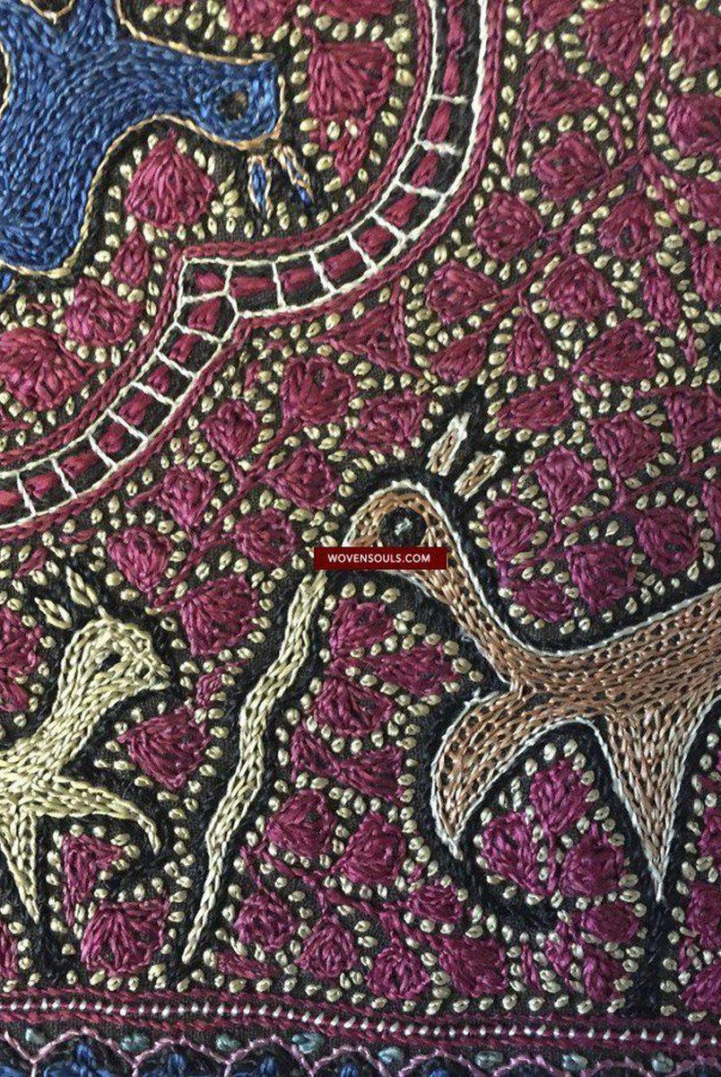 1072 SOLD - Old Figurative Kashmir Amli Pashmina Shawl-WOVENSOULS-Antique-Vintage-Textiles-Art-Decor