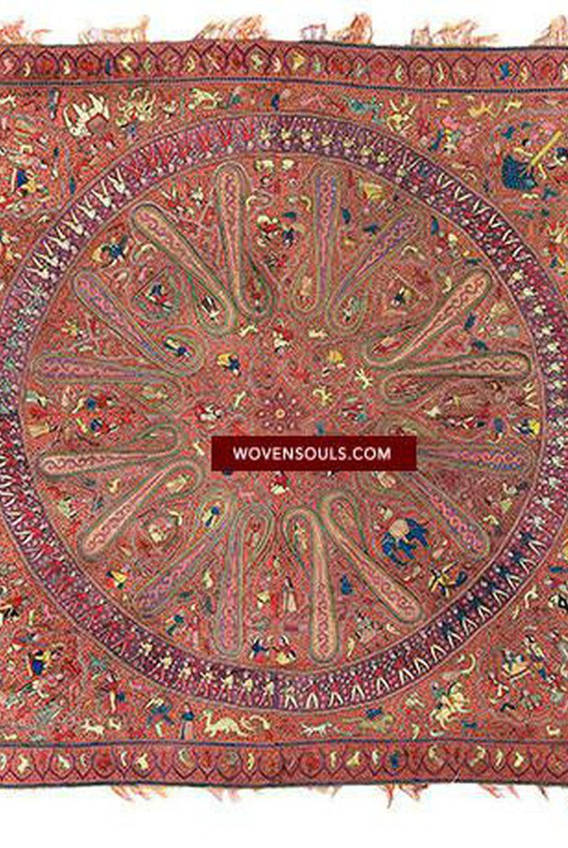 1072 SOLD - Old Figurative Kashmir Amli Pashmina Shawl-WOVENSOULS-Antique-Vintage-Textiles-Art-Decor
