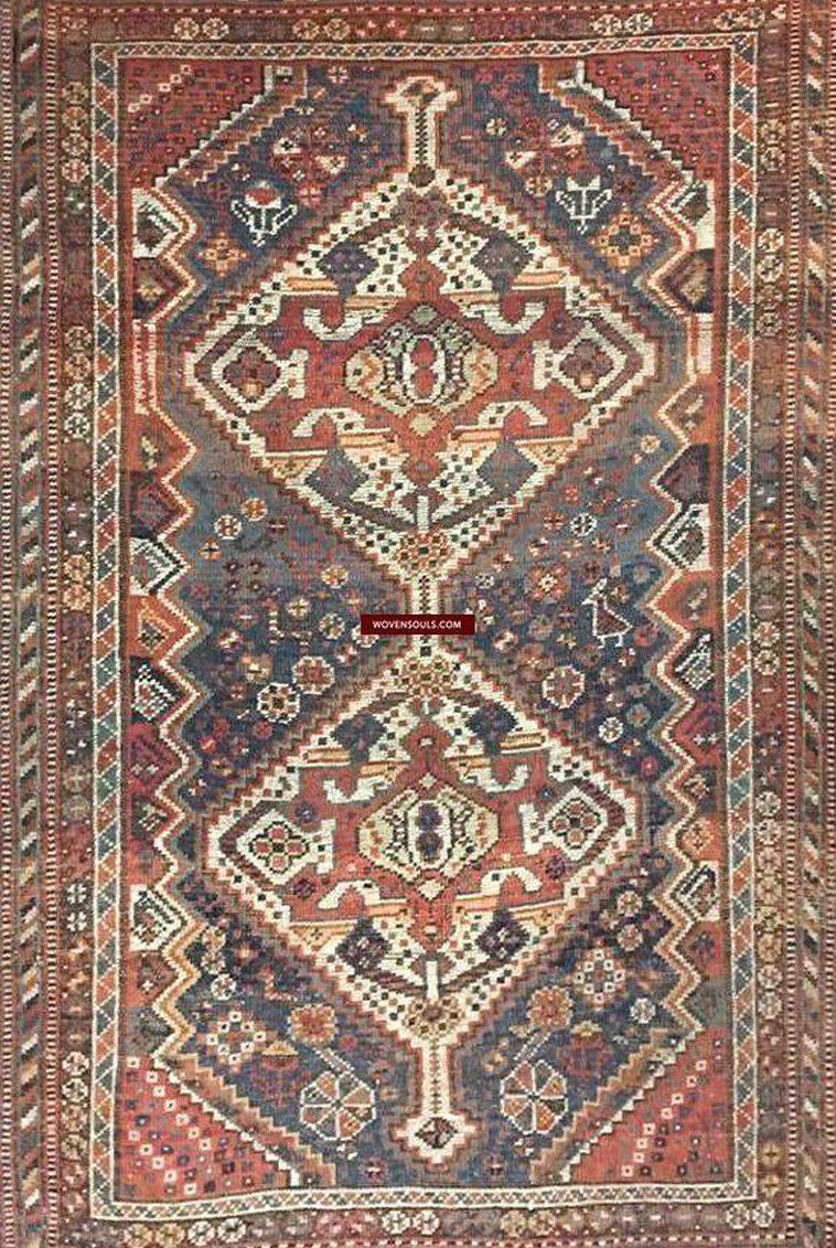 1074 Antique Qashqai Rug - as Wall Art - Gallery 2-WOVENSOULS-Antique-Vintage-Textiles-Art-Decor