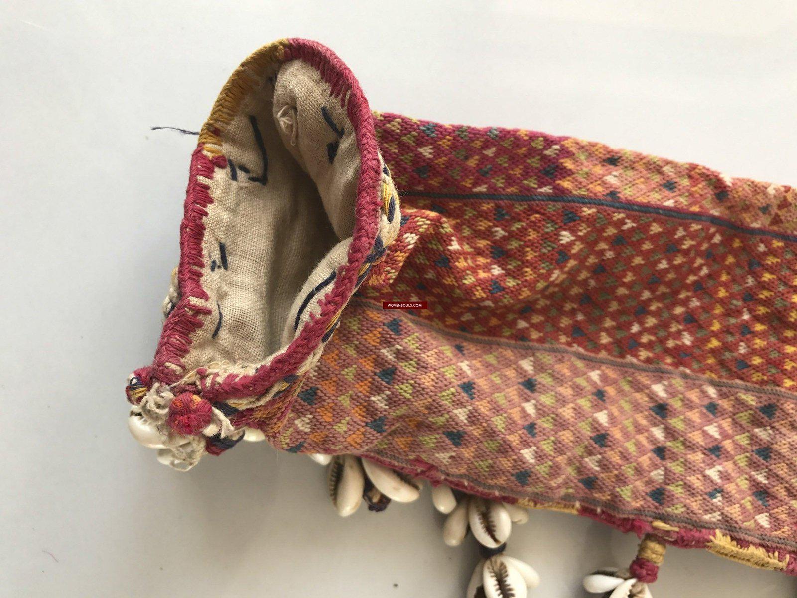 1086 Vintage Banjara Textile - ANimal Bullock Horn Cover - B-WOVENSOULS-Antique-Vintage-Textiles-Art-Decor