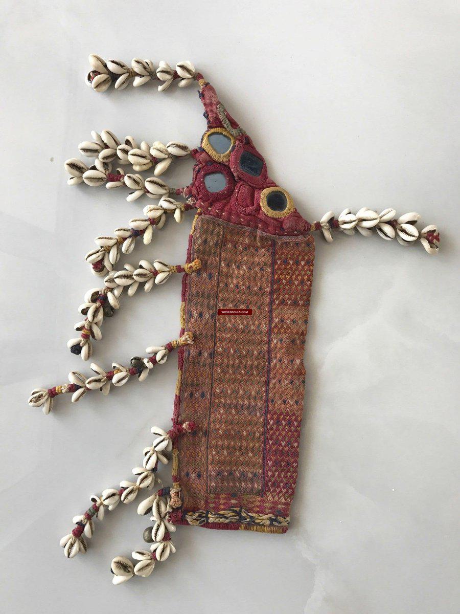 1086 Vintage Banjara Textile - ANimal Bullock Horn Cover - B-WOVENSOULS-Antique-Vintage-Textiles-Art-Decor