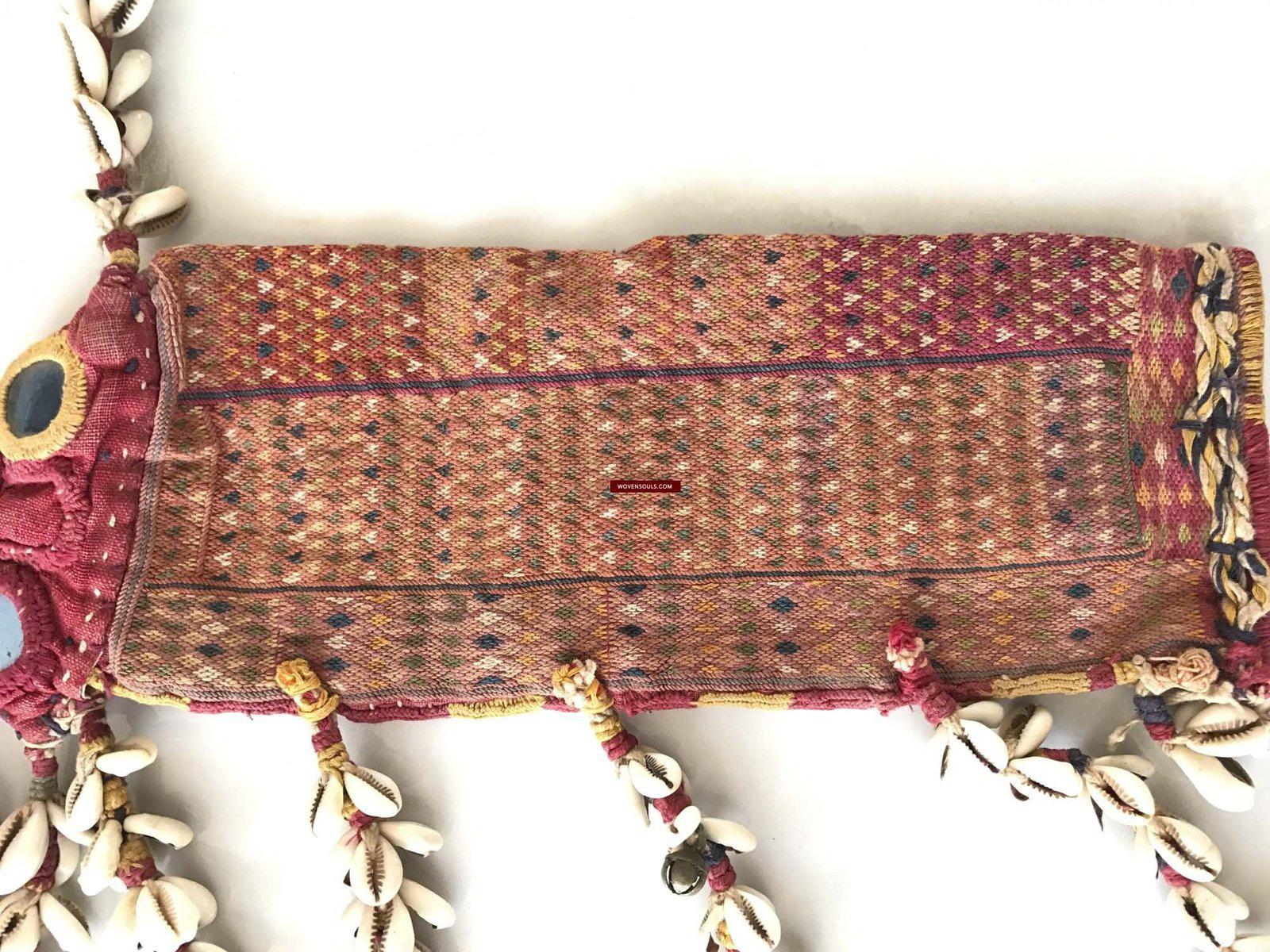 1086 Vintage Banjara Textile - ANimal Bullock Horn Cover - B-WOVENSOULS-Antique-Vintage-Textiles-Art-Decor