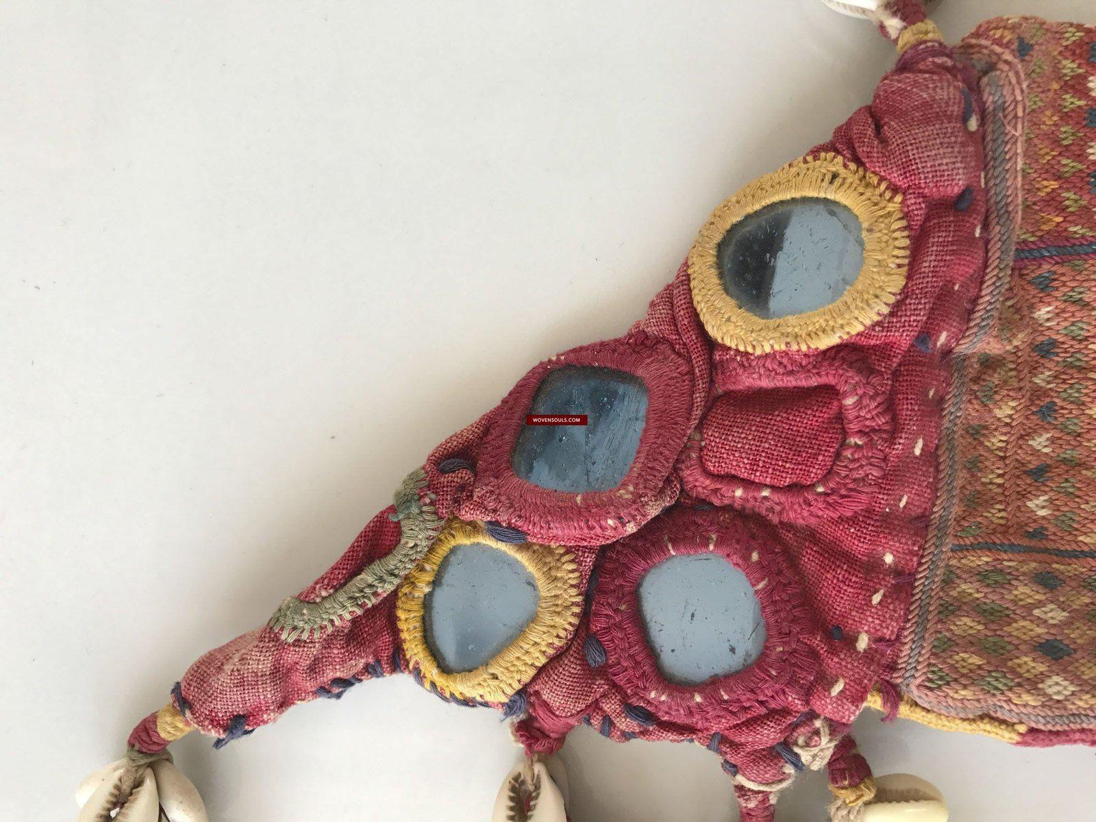 1086 Vintage Banjara Textile - ANimal Bullock Horn Cover - B-WOVENSOULS-Antique-Vintage-Textiles-Art-Decor