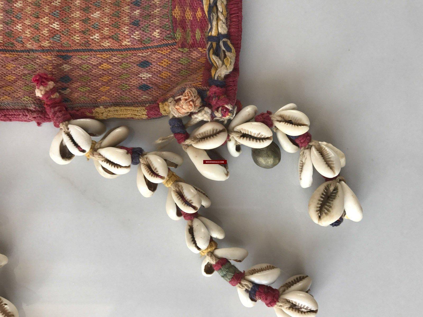 1086 Vintage Banjara Textile - ANimal Bullock Horn Cover - B-WOVENSOULS-Antique-Vintage-Textiles-Art-Decor