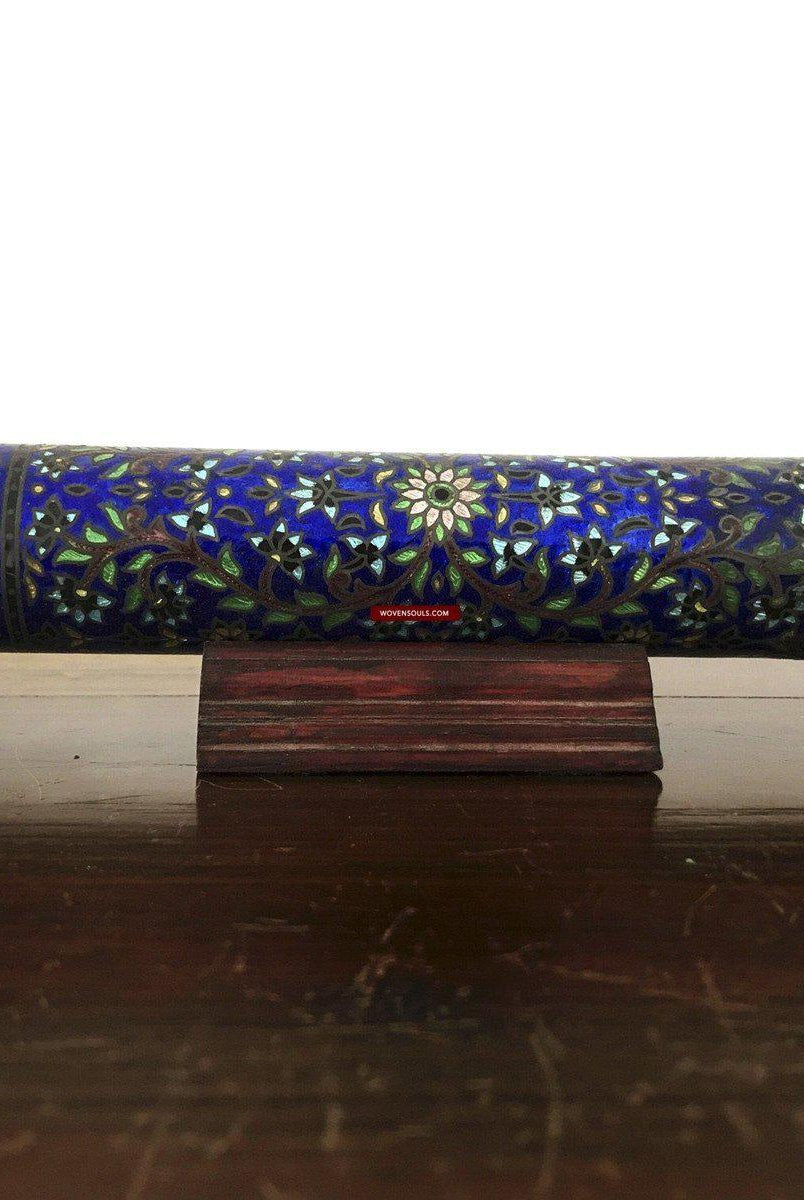 1087 SOLD Old Decorated Silver Letter Scroll Holder-WOVENSOULS-Antique-Vintage-Textiles-Art-Decor