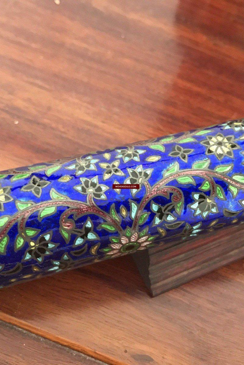 1087 SOLD Old Decorated Silver Letter Scroll Holder-WOVENSOULS-Antique-Vintage-Textiles-Art-Decor