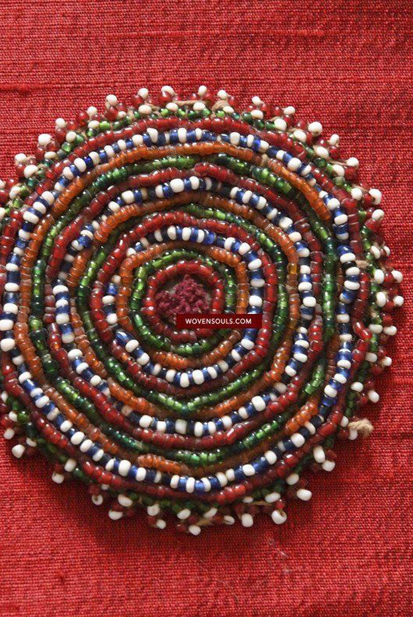 1088 Paire - Ornements de cheveux en perles pour Rabari Enfant-WOVENSOULS-Antique-Vintage-Textiles-Art-Décor