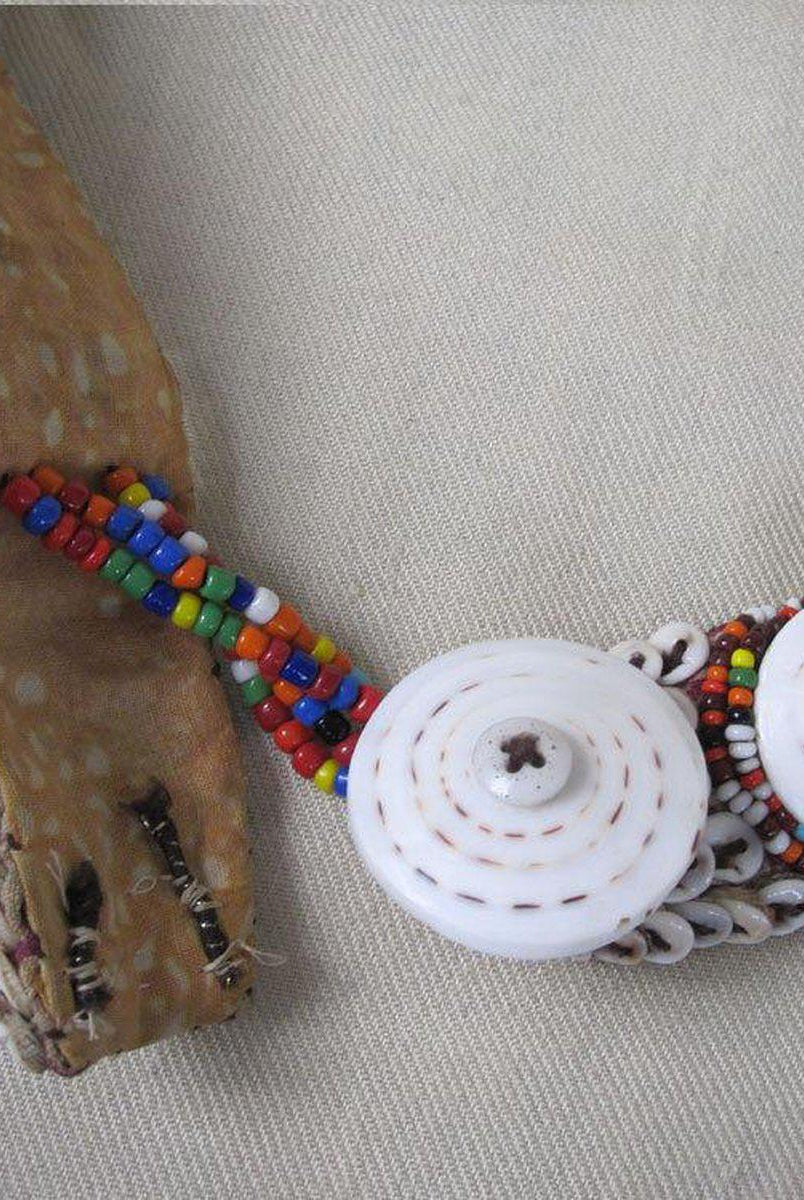 1098 Ceinture de ceinture Maloh antique avec cauris et perles-WOVENSOULS-Antique-Vintage-Textiles-Art-Décor
