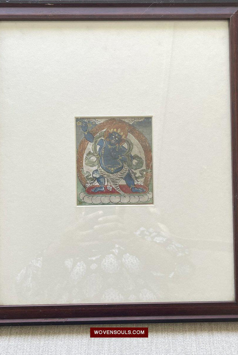 1100-E SOLD Framed Antique Miniature Thangka Burhany Zurag Mongolia-WOVENSOULS-Antique-Vintage-Textiles-Art-Decor