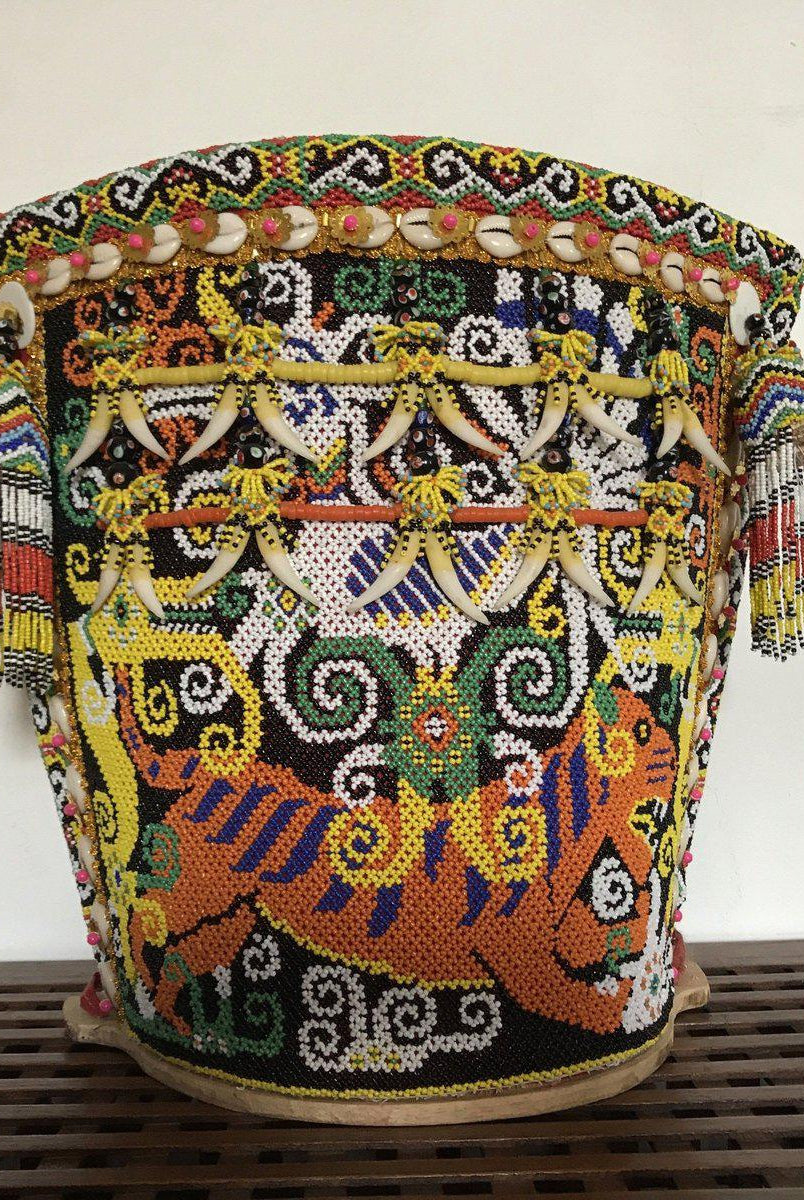 1106 SOLD - Elaborate Beaded Dayak Baby Carrier from Borneo-WOVENSOULS-Antique-Vintage-Textiles-Art-Decor