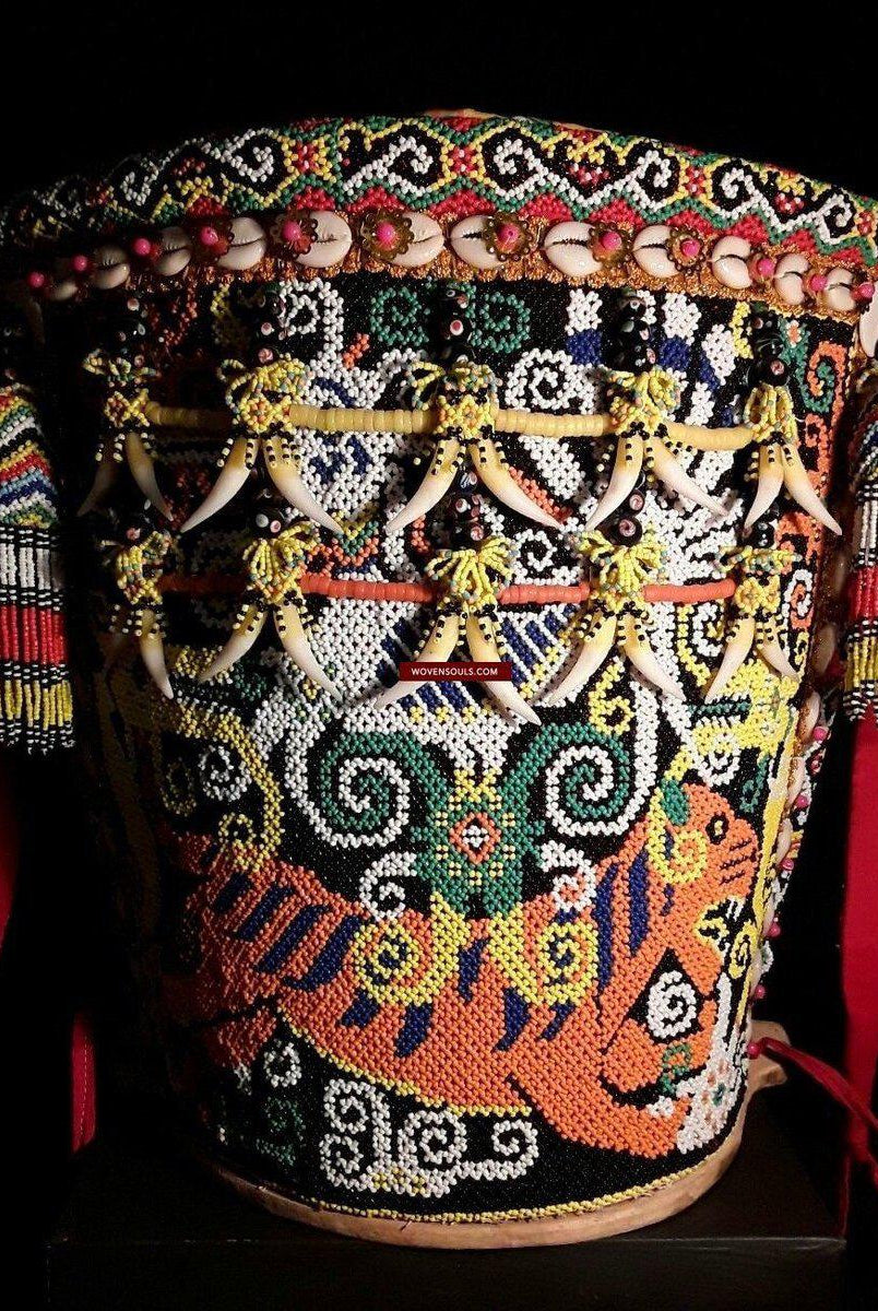 1106 SOLD - Elaborate Beaded Dayak Baby Carrier from Borneo-WOVENSOULS-Antique-Vintage-Textiles-Art-Decor