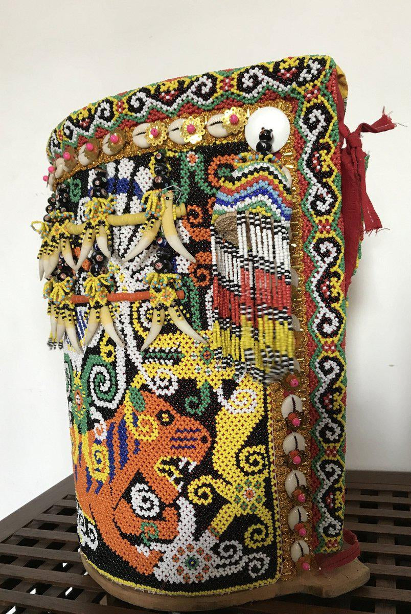 1106 SOLD - Elaborate Beaded Dayak Baby Carrier from Borneo-WOVENSOULS-Antique-Vintage-Textiles-Art-Decor