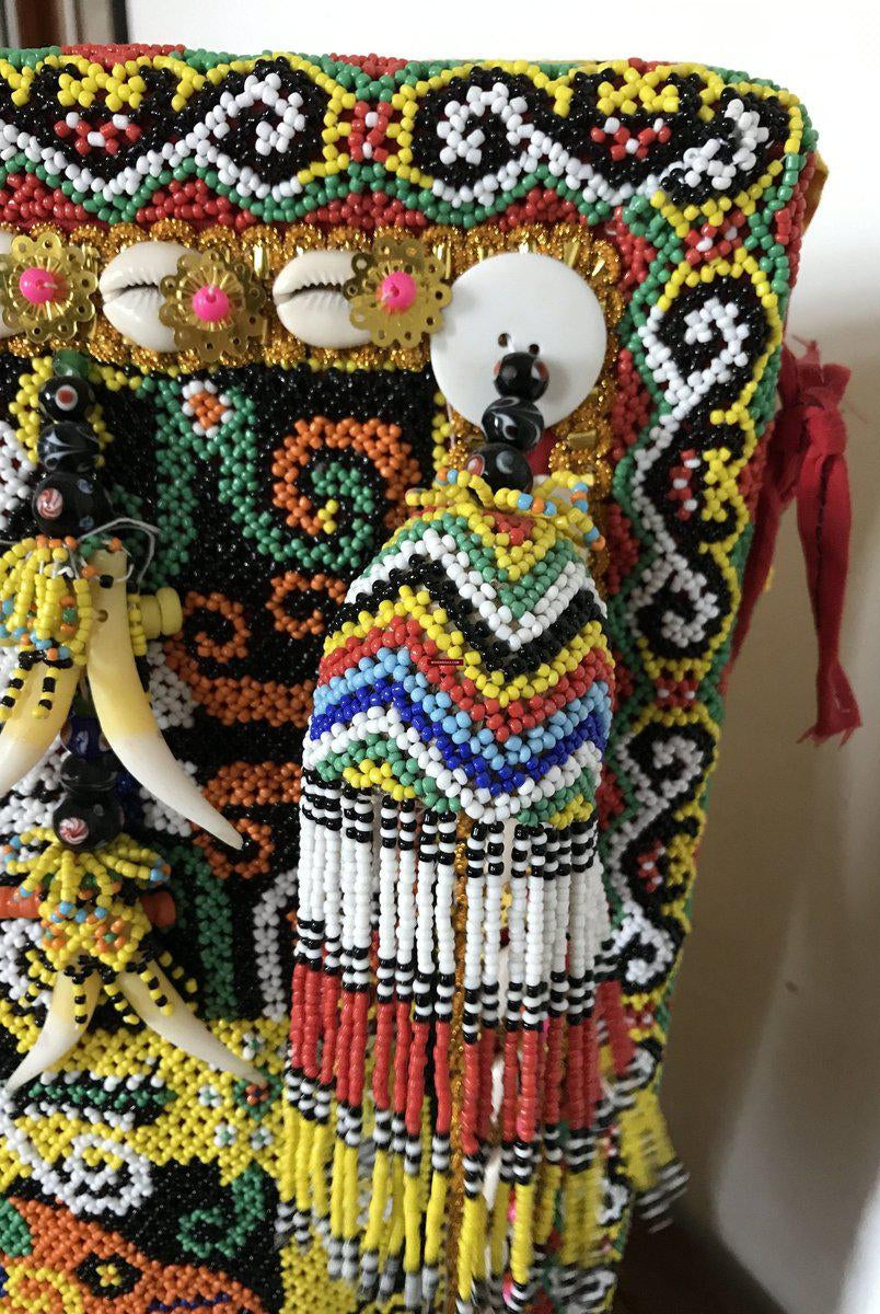 1106 SOLD - Elaborate Beaded Dayak Baby Carrier from Borneo-WOVENSOULS-Antique-Vintage-Textiles-Art-Decor