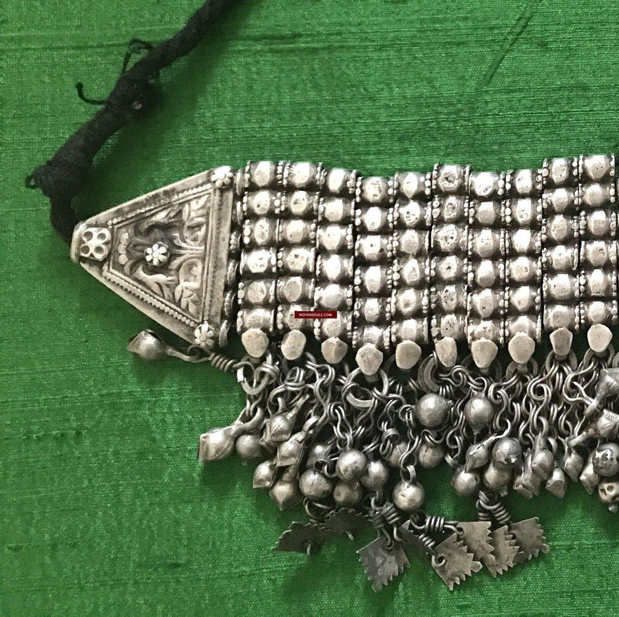 1108 SOLD - Old Coral & Silver Neck Collar Jewelry-WOVENSOULS-Antique-Vintage-Textiles-Art-Decor