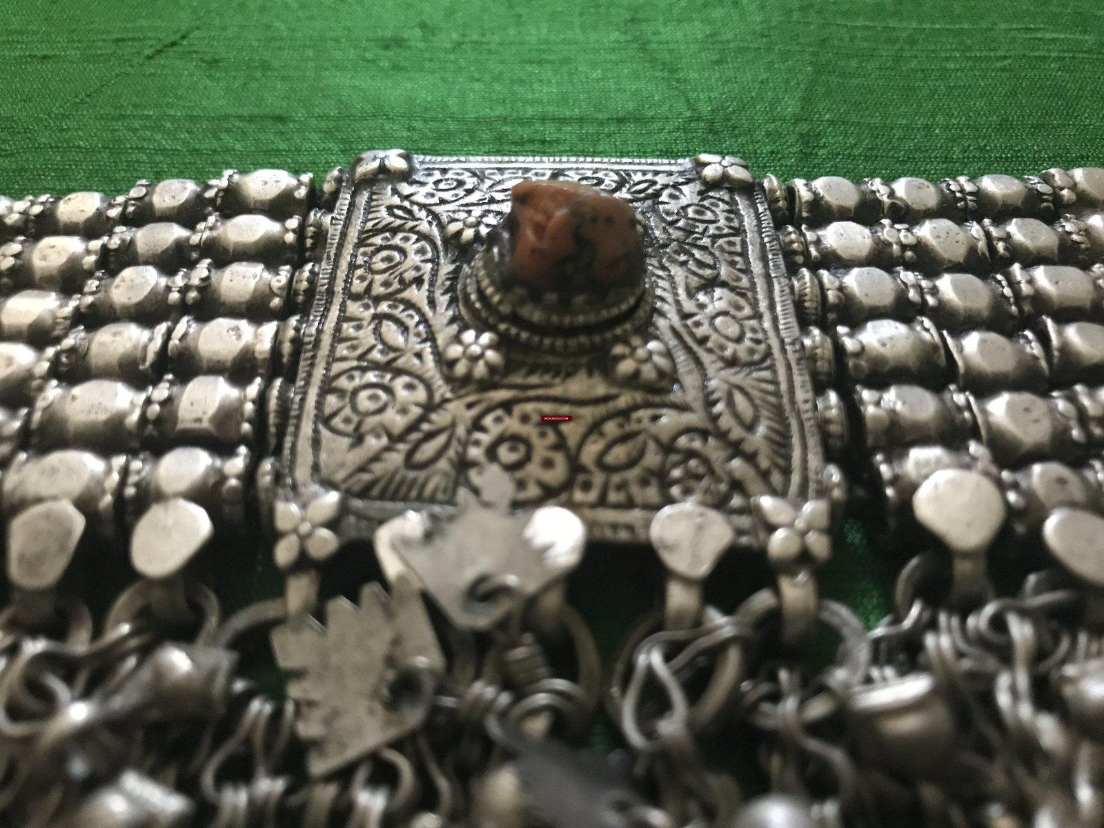 1108 SOLD - Old Coral & Silver Neck Collar Jewelry-WOVENSOULS-Antique-Vintage-Textiles-Art-Decor