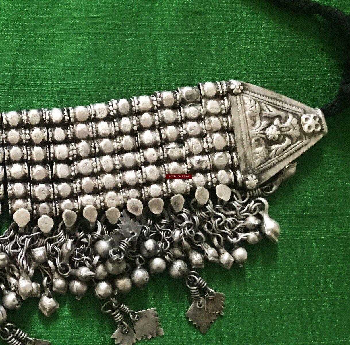 1108 SOLD - Old Coral & Silver Neck Collar Jewelry-WOVENSOULS-Antique-Vintage-Textiles-Art-Decor