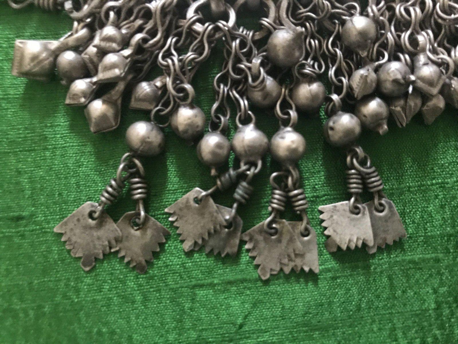 1108 SOLD - Old Coral & Silver Neck Collar Jewelry-WOVENSOULS-Antique-Vintage-Textiles-Art-Decor