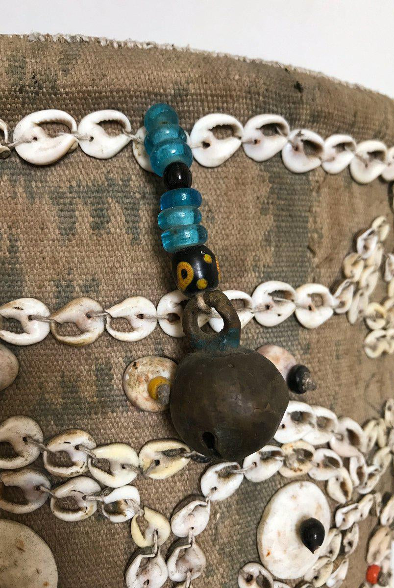 1113 Rare Antique Dayak Borneo Baby Carrier With Sea Shells-WOVENSOULS-Antique-Vintage-Textiles-Art-Decor