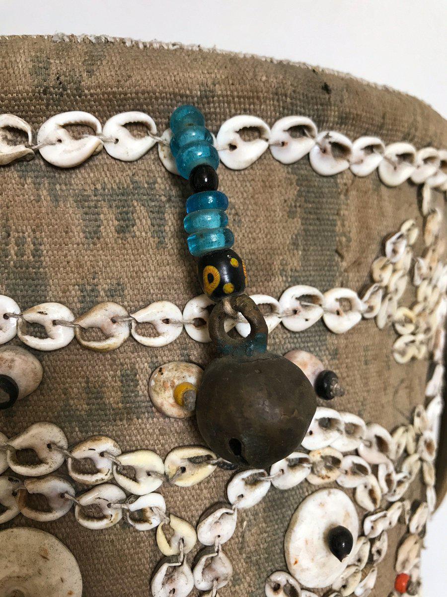 1113 Rare Antique Dayak Borneo Baby Carrier With Sea Shells-WOVENSOULS-Antique-Vintage-Textiles-Art-Decor