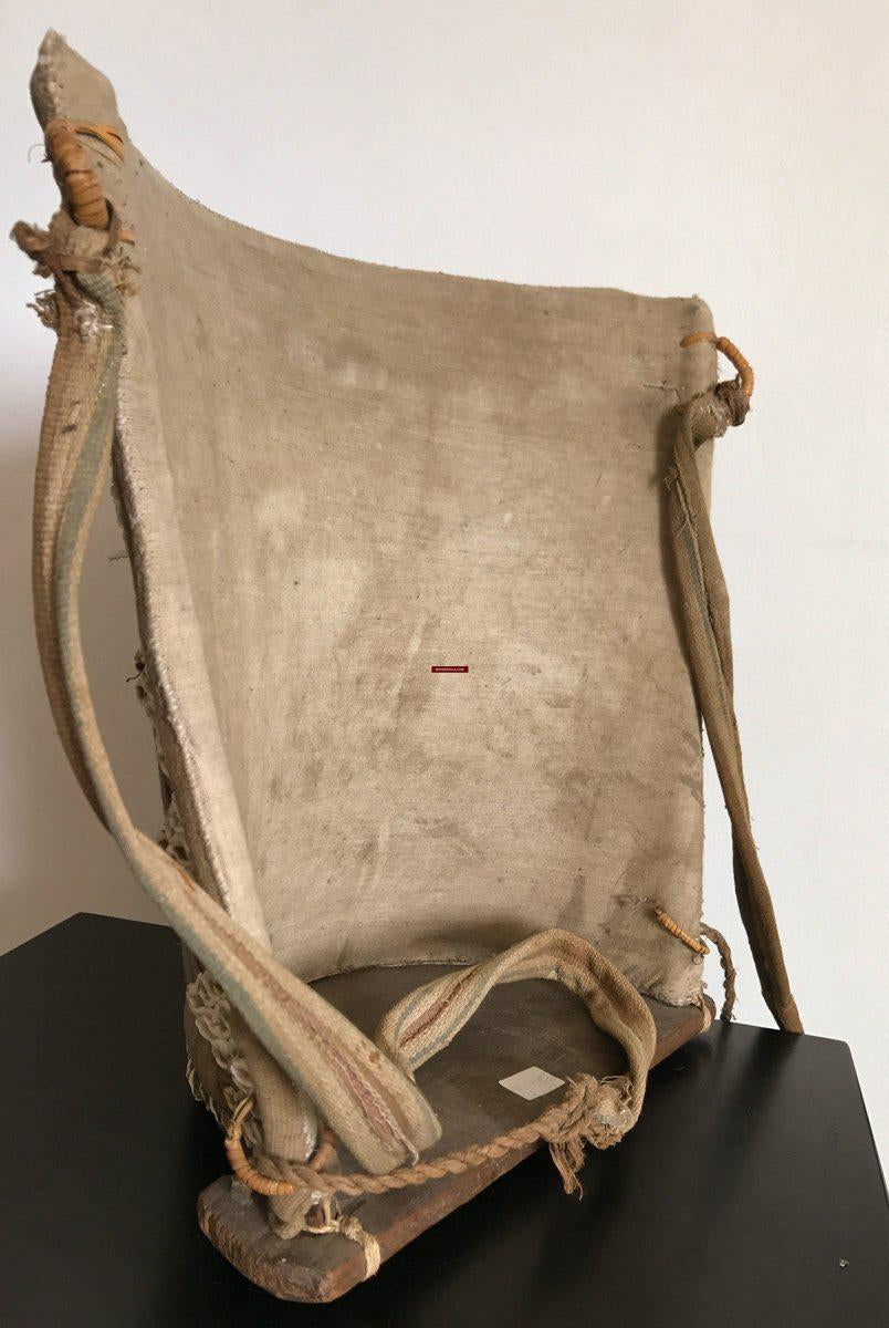 1113 Rare Antique Dayak Borneo Baby Carrier With Sea Shells-WOVENSOULS-Antique-Vintage-Textiles-Art-Decor