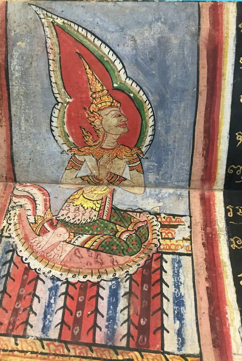 1127 Antique Phra Malai Thai Buddhist Scroll Manuscript-WOVENSOULS-Antique-Vintage-Textiles-Art-Decor
